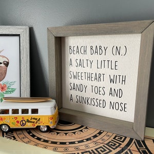 Beach Baby, Home Decor, Square Box Sign, Rustic, Family, Children, Ocean, Travel, Baby, Kids, Nursery, Farmhouse, Framed Wood Sign