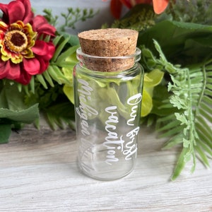 Large Sand Jar, 100mL Bottle, Wedding, Honeymoon, Anniversary, Keepsake, Sand Holder, Bridal Gift, Family Vaca, Beach Vacation, Glass Jar image 7