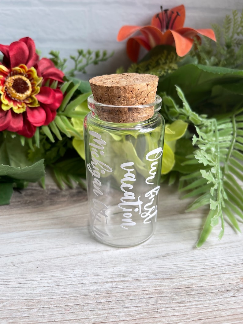 Large Sand Jar, 100mL Bottle, Wedding, Honeymoon, Anniversary, Keepsake, Sand Holder, Bridal Gift, Family Vaca, Beach Vacation, Glass Jar image 7