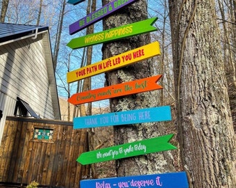 Up to Set of 10, 2.5x23 Inch Directional Arrows, Custom Travel Sign, Tiki Bar, Personalized Wood Signs, Location, Man Cave, Trail Marker