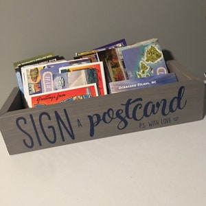 Postcard Box, Guestbook, Wedding Activity, Farmhouse Decor, Rectangle Box, Organization, Catch All, Storage, Letters, Postcards, Wooden Box
