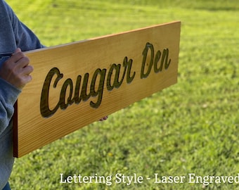 XL Custom Wooden Sign, 16-32" Outdoor Sign, Laser Engraved or 3D Welcome, Outdoor Pergola, Business Logo, Last Name, Wedding