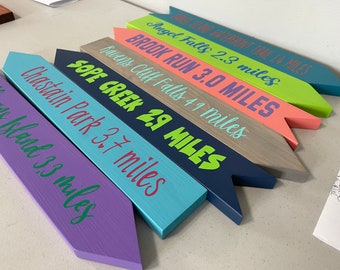 Up to Set of 8, 2.5x18 Inch Directional Arrows, Custom Travel Sign, Tiki Bar, Personalized Wood Signs, Location, Man Cave, Beach, Nursery