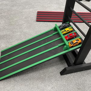 3 INCH WIDE LANES, 3' Kids Race Car Track + Adjustable Height Stand, 2 ...