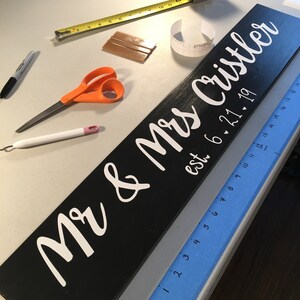 Mr & Mrs Established 5.5&quot; x 30&quot; Wooden Sign, Shower Gift, Wedding Gift, House Warming, Home Decor, Personalized Wood Sign, Wood Sign