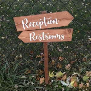 2 Arrows on Stake, Reception, Restroom, Directional Arrows, Wedding Sign, Outdoor Directional Sign, Ceremony, Cocktail Hour, Love, Wedding