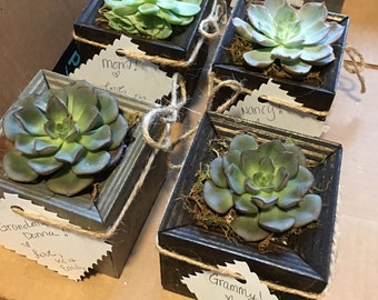 Square Succulent Planter Box, 3", 4", Mother's Day, Wedding Favor, Shower Favor, Gifts, Centerpiece, Home, Decor, Wooden Box, Wood, Box