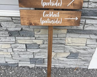 1-4 Large Arrows 5.5x24" on (1) 55" Stake, Garden, Travel, Outdoor Directional Sign, Tiki Bar, Personalized, Family Locations, Yard Art