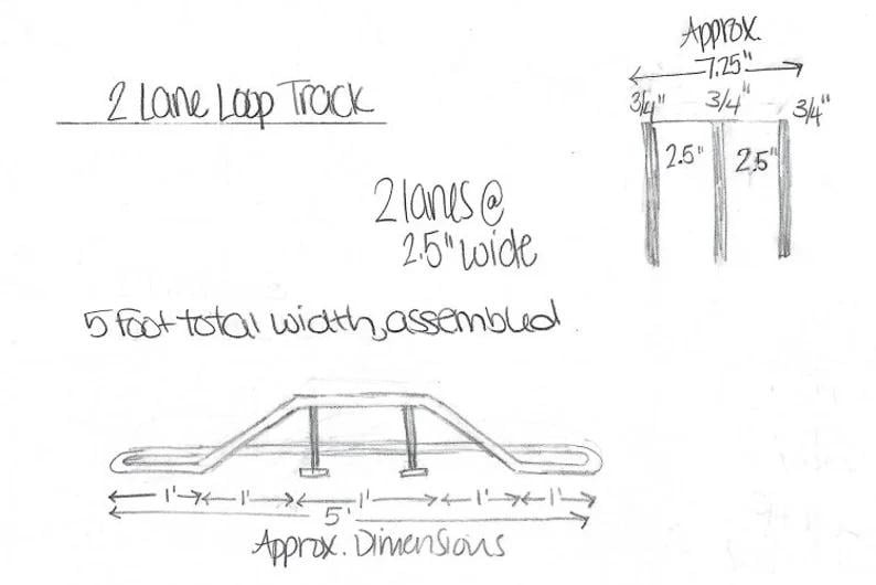 Kids 2 Lane Loop Track, Wood Race Car Track, Road, Drag Strip, Toy Race ...