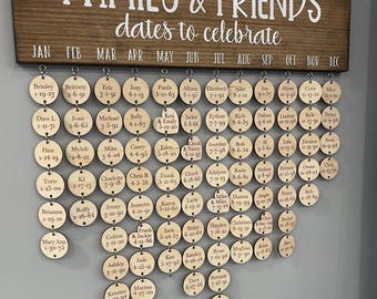CUSTOM Family & Friends Dates to Celebrate, Family Birthdays Celebration Board, Wood Sign, Anniversary, Name Tags, Date Reminder, Calendar