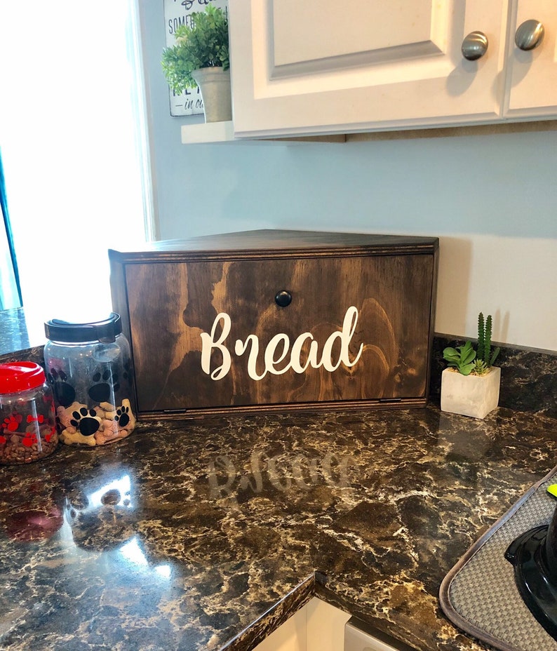Corner Bread Box, Personalized, Custom Box, Kitchen Decor, Organization, Storage, Bread Box, Wooden, Countertop Box, Bread, Custom, Wood image 6