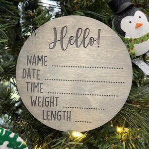 Hello Baby Stats, Announcement Sign, Birth Reveal, New Baby, Hospital, Birth Stats, Newborn, Hospital Sign, Laser Engraved, Wood Round