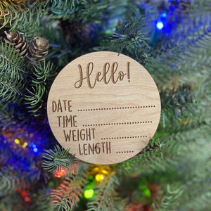 Hello Baby Stats, Announcement Sign, Birth Reveal, New Baby, Hospital, Birth Stats, Newborn, Hospital Sign, Laser Engraved, Wood Round