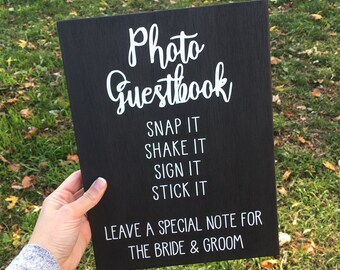 Photo Guestbook, Polaroid Guestbook Sign, 9x12, Snap It, Shake It, Wedding, Bridal Shower, Guestbook Sign, Wood, Display, Photo, Polaroid
