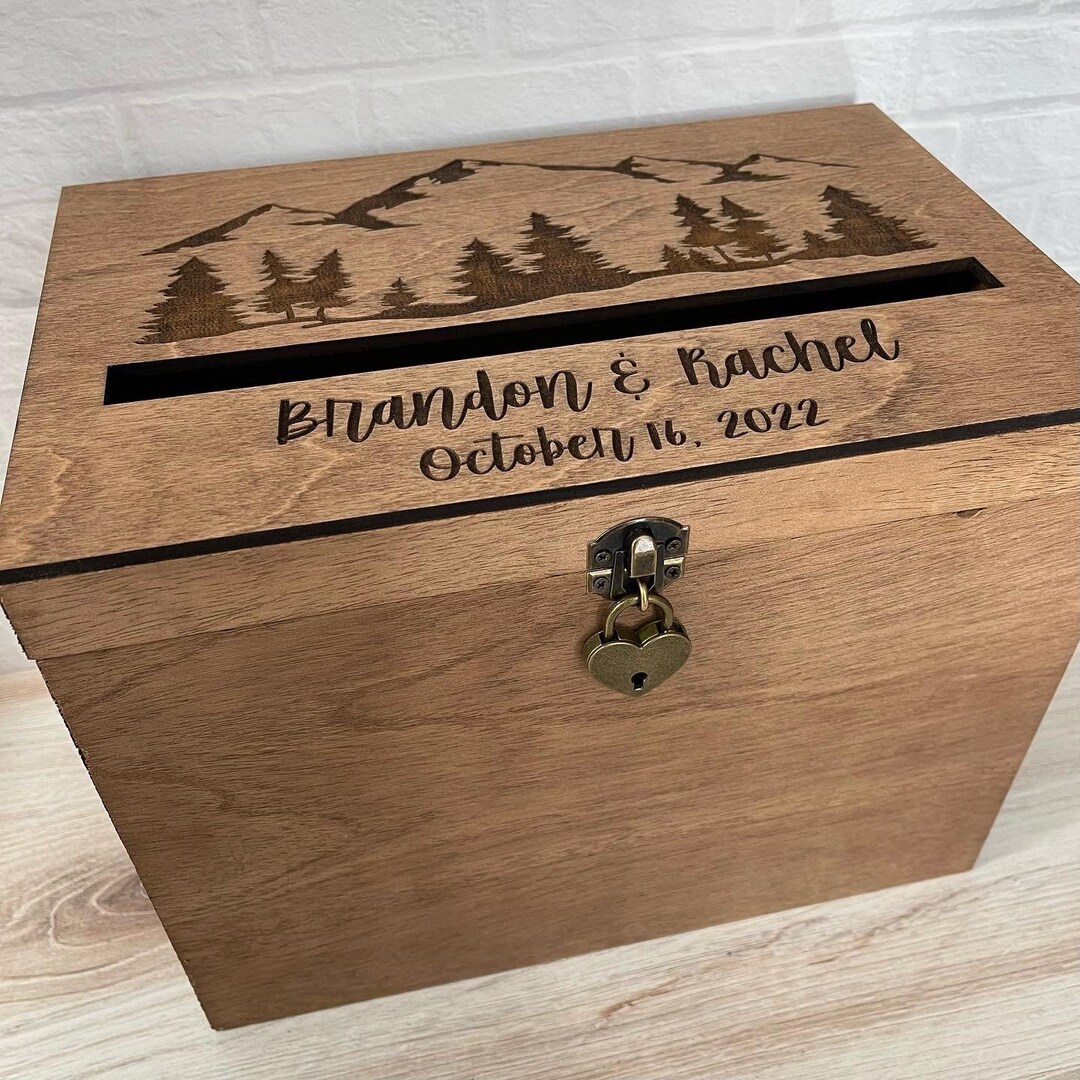 Custom Card Box, Wedding Decor, Gift Table, Bridal, Farmhouse, Organization, Storage, Wooden Box
