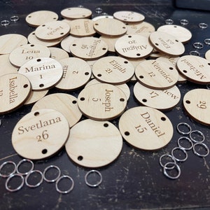 Family Birthday Board Discs, Circle, Heart, 1.5 Inch, Calendar, Tags, Anniversary, Reminder Dates, Celebrations, Wood Name Tag, Engraved