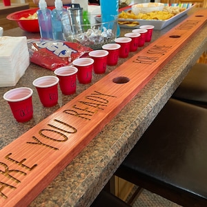 Shot Board, 4 Person Ski, Football Shot Board, Engraved Ski Board for Shots, Custom Ski, Sports, Family Party, Cookout, Celebration, 64 Inch