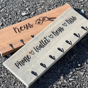 Custom Engraved Key Holder, Black Hooks, Welcome Hanger, Hang Your Shit, Welcome Home, Organization is Key, Key Hook, Phone Wallet Keys
