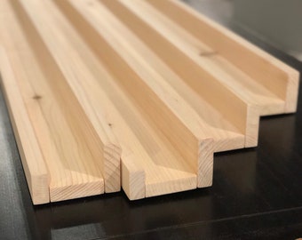 8-20 INCH, Unfinished, Floating Ledge Shelf, No Color, No Finish, Sanded, Multipurpose, Photo Shelf, Book Ledge, Family Room, Home Decor