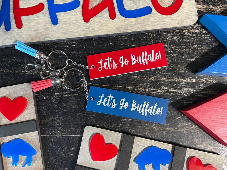 Let's Go Buffalo Keychain, Acrylic Key Chain, Laser Engraved, Luggage ...