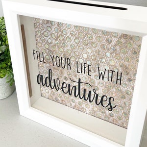 Fill Your Life With Adventures, Pastel Map, Ticket Stubs, Money Bank, Shadow Box, Gift Idea, Adventure Fund, Travel Theme, Memories image 1