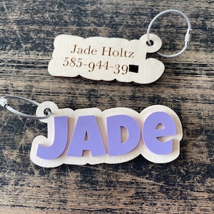 Backpack Name Tag, Custom 3D Acrylic Kids Keychain, Diaper Bag Tag, Lunch Box, School Bag, Gift Bag, Stocking Tag