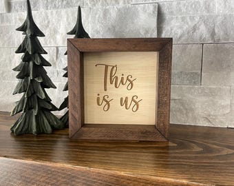 This Is Us, Home Decor, Wedding, Bridal, Couple, Valentine, Bedroom, Love, Family, Square Box Sign, Tiered Tray Wood Framed Mini, Gift
