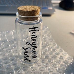 Honeymoon Sand, Honeymoon Jar, Sand Keepsake Jar, Anniversary Keepsake, Sand Holder, Wedding Sand Bottle, Beach Vacation, 50mL Glass