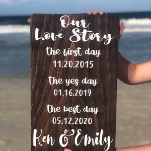 Our Love Story Sign, Wedding Decor, Wedding Sign, First Day Yes Day Best Day, Wedding Prop, Shower Gift, Welcome Sign, Engagement Sign, Wood