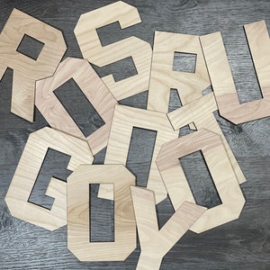 Letra del alfabeto de madera sin terminar, letra cortada con láser, número de letra ÚNICA, letras de bloque de 8", mayúsculas, pared, manualidades, monograma, decoración de bricolaje