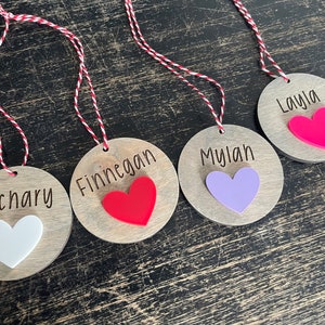 Ornement prénom gravé au laser, Cœur en acrylique, Médaillon pour la Saint-Valentin, Médaillon pour bas de Noël, Étiquette, ronde personnalisée, Carte de visite, Fêtes