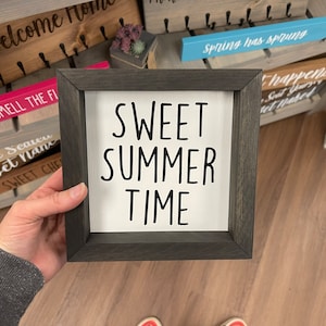 Sweet Summer Time, Square Box Sign, Seasonal, Quote, Home Decor, Gift, Tiered Tray Sign, Farmhouse, Rustic, Framed Wood Sign