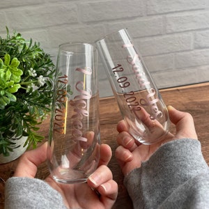 Stemless Champagne Flute, Custom, Champagne, Drinking Glassware, Bridal Gift, Bride, Groom, Bridesmaid, Engagement, Wedding, Retirement