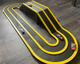 Kids 2 Lane Loop Track, Wood Race Car Track, Road, Hot Wheels, Drag Strip, Race Car Drive, Starter Block, Raceway, Matchbox Wooden Ramp, Toy