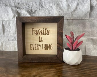 Family Is Everything, First House, Home Decor, Housewarming, Valentine, Couples, Rectangle Box Sign, Tiered Tray Framed Mini