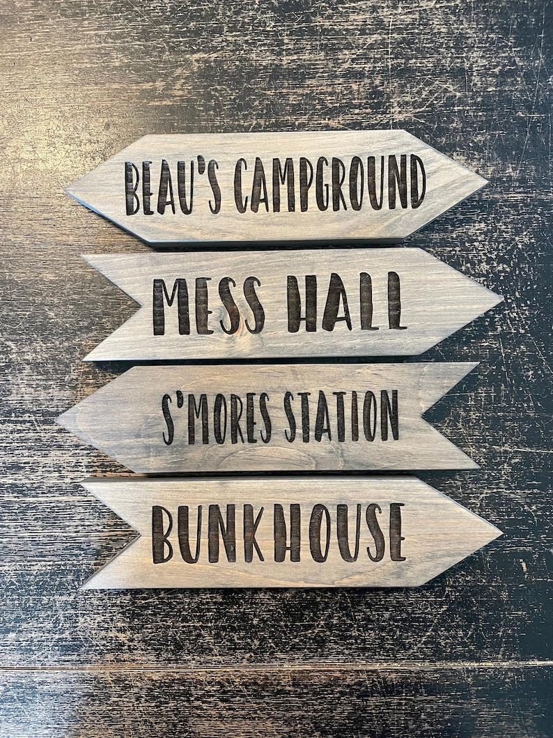 Laser Engraved Directional Arrows, Custom Travel Sign, Tiki Bar Decor, Personalized Wood Signs, Location, Man Cave, Beach, Nursery image 1