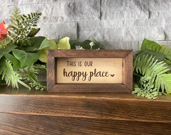 This Is Our Happy Place, House Warming, Home, Valentine, Couples, Wedding, Anniversary, Couples Gift, Rectangle, Tiered Tray Framed Mini