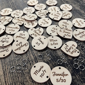 Family Birthday Board Discs, Circle, Heart, 1.5 Inch, Calendar, Tags, Anniversary, Reminder Dates, Celebrations, Wood Name Tag, Engraved