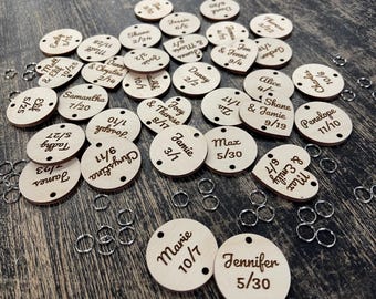 Family Birthday Board Discs, Circle, Heart, 1.5 Inch, Calendar, Tags, Anniversary, Reminder Dates, Celebrations, Wood Name Tag, Engraved