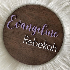 3D Name Round, Acrylic Name, Wood Sign, Custom Nursery Sign, Baby Photo Prop, Baby Announcement, Farmhouse Style, Name Reveal, Crib Sign