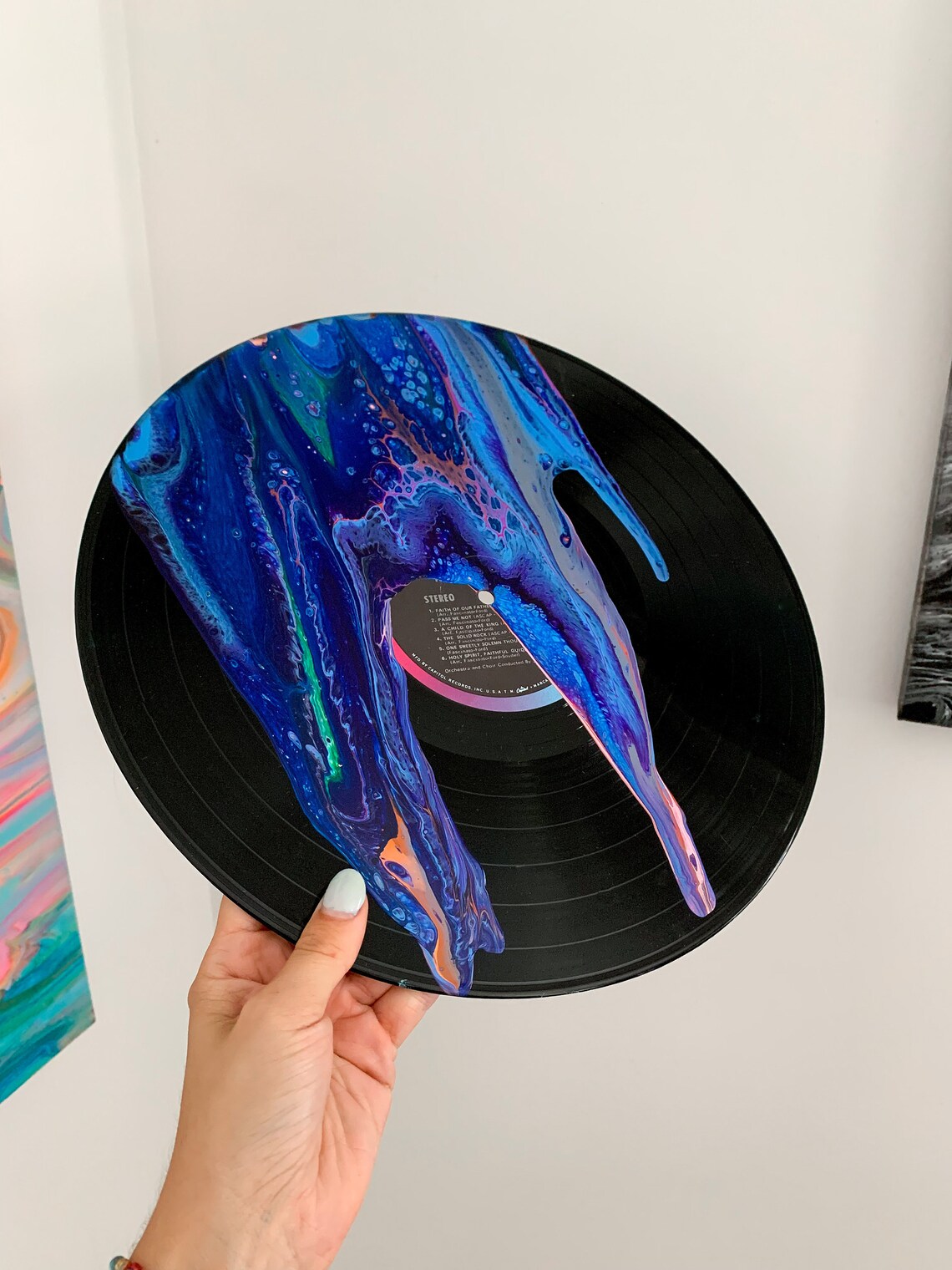 Painted Vinyl Record Wall Art Wall Decor Etsy