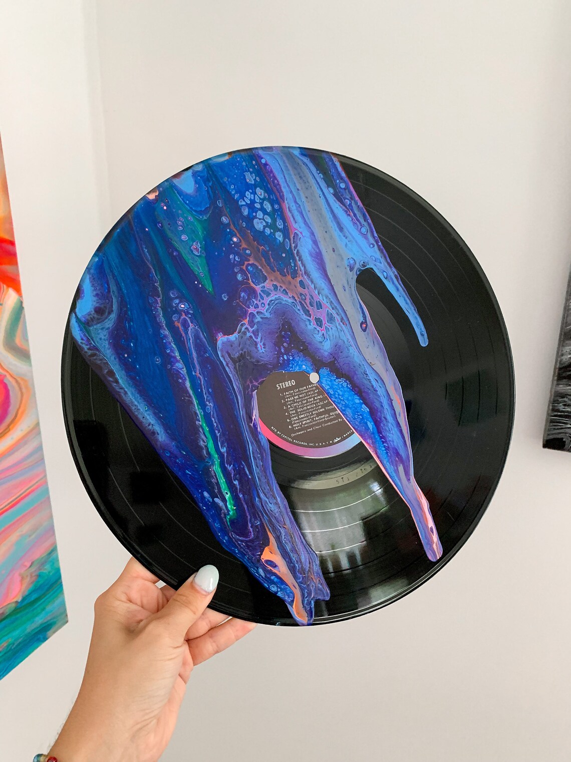 Painted Vinyl Record Wall Art Wall Decor Etsy