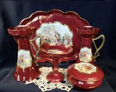 Dressing table set, Vintage Dressing Table Set, Rococo, Vintage porcelain, Box for rings, Antique box, Antique candlestick, Vintage box