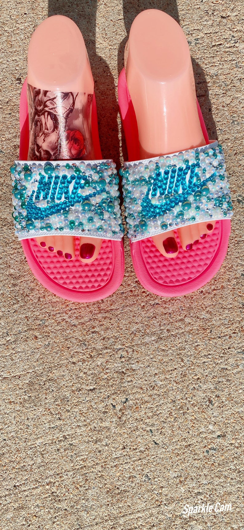 Rhinestone Bling Nike Slides Etsy