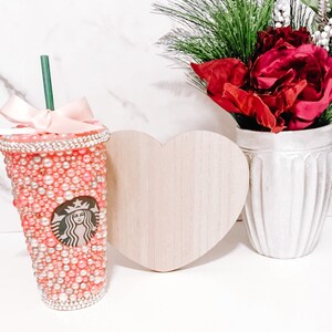 Pink and White Tumbler | Starbucks Tumbler | Custom Starbucks Tumbler | 24oz Tumbler | Personalized Tumbler | Coffee Tumbler