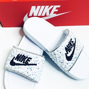 Custom Pearl Nike Slides – Le Cinq Août