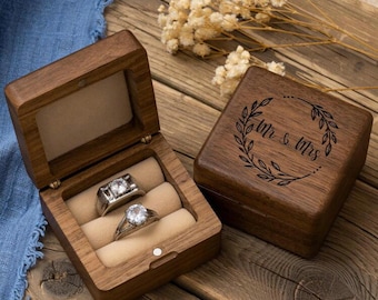 Small Wooden Jewelry Box | Jewelry Organizer Box | Engraved Jewelry Box | Engagement Gift Box for Bride | Ring Bearer Box | Wooden Stash Box