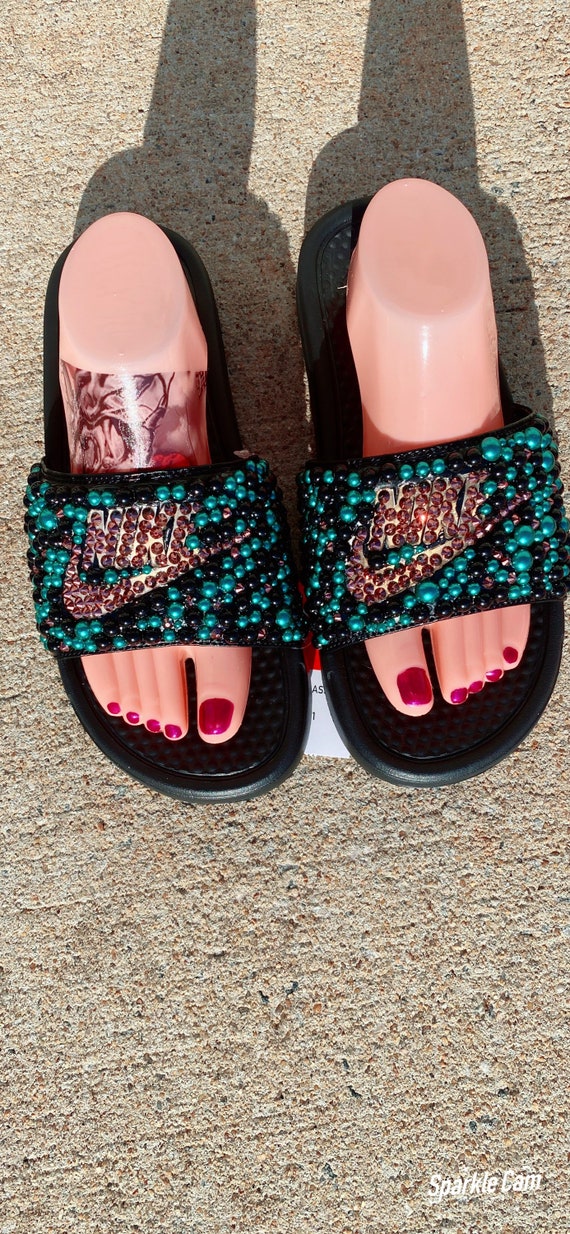 Nike sparkle slides best sale