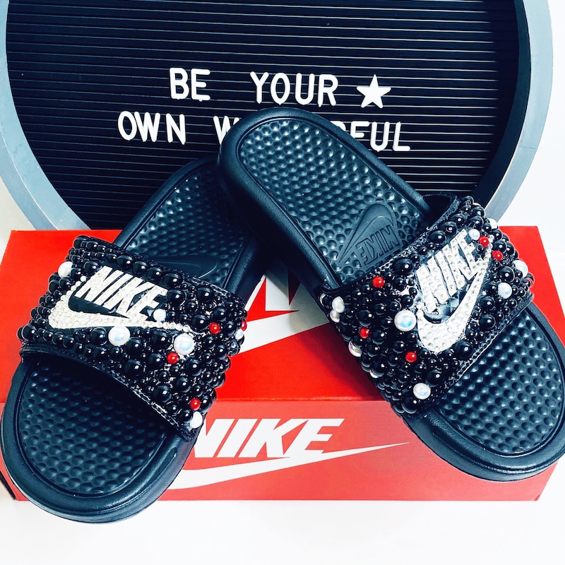 blinged out nike slides