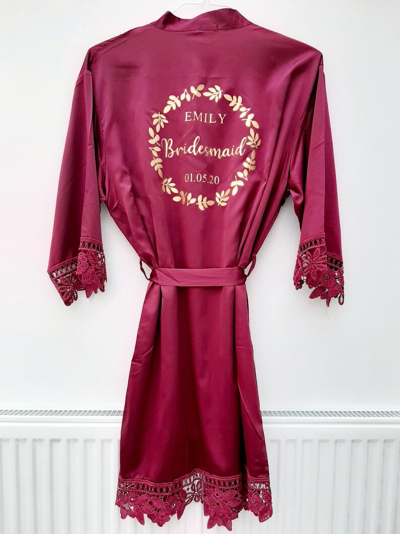 Personalised Navy Bridesmaid Robes Lace Bridal Robes Etsy